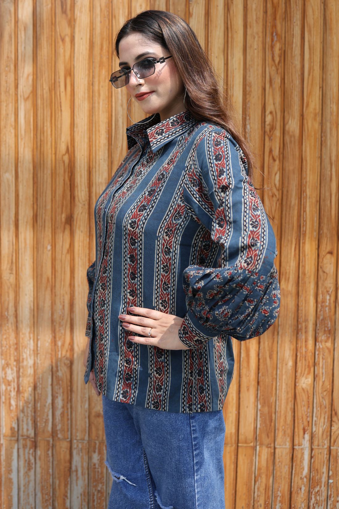 PURE HAND BLOCK PRINTED COTTON AJRAKH SHIRT