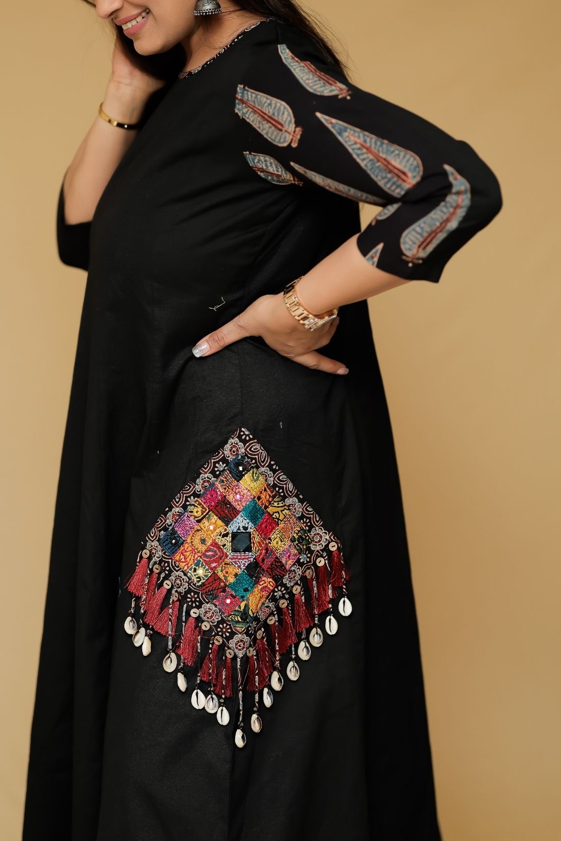 LINEN AJRAKH DRESS