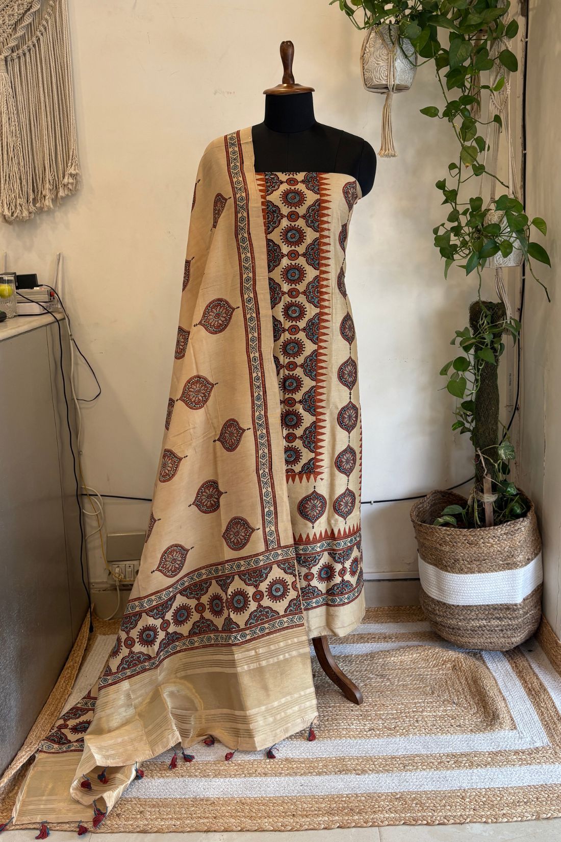 CHANDERI AJRAKH SUIT