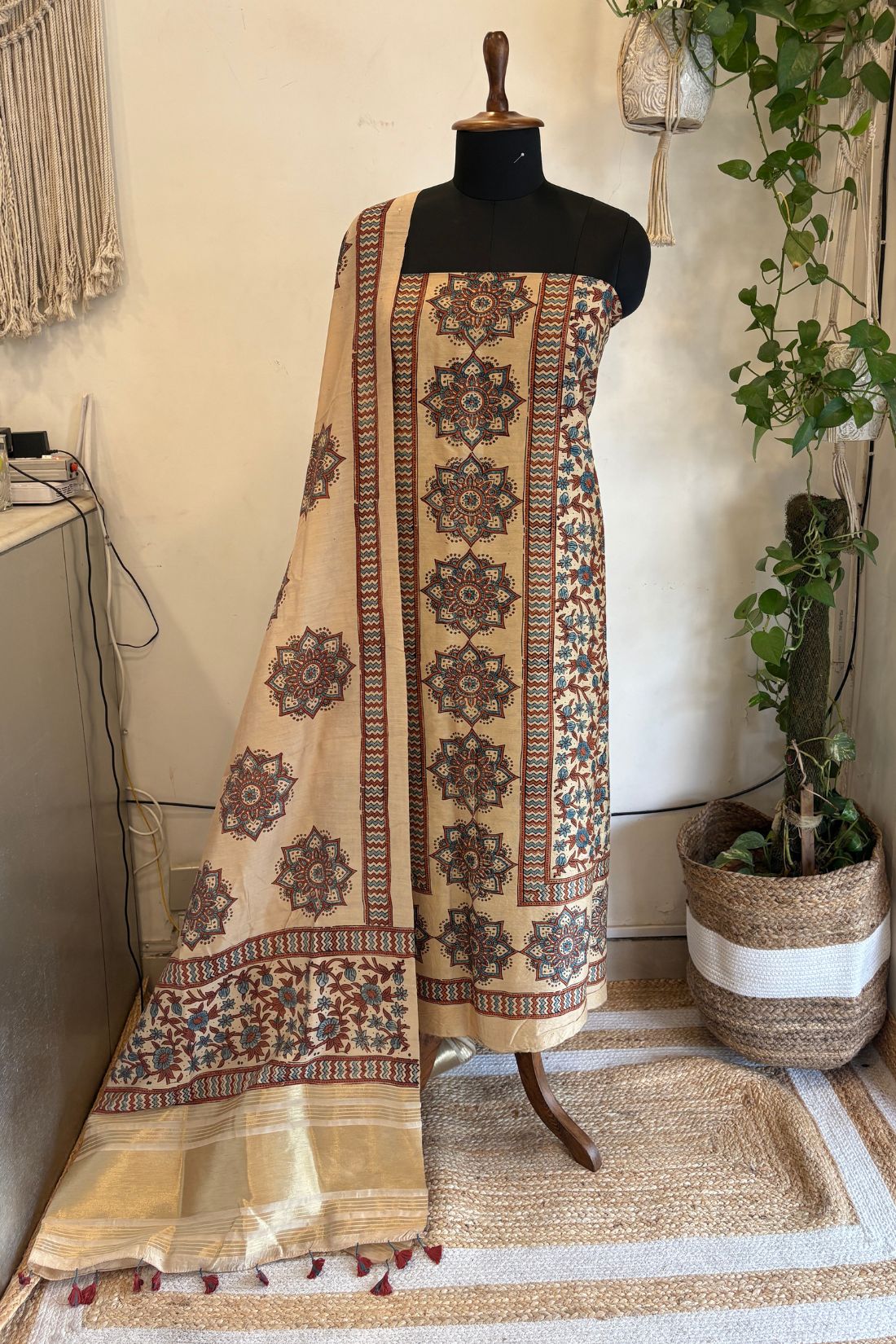 CHANDERI AJRAKH SUIT