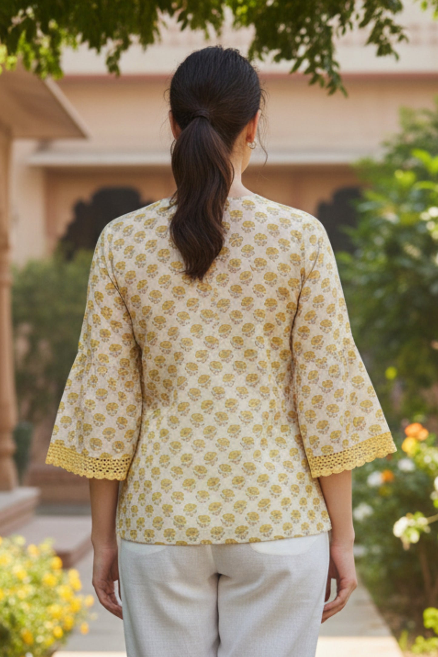 HAND BLOCK PRINTED SHIRT (LEMON)