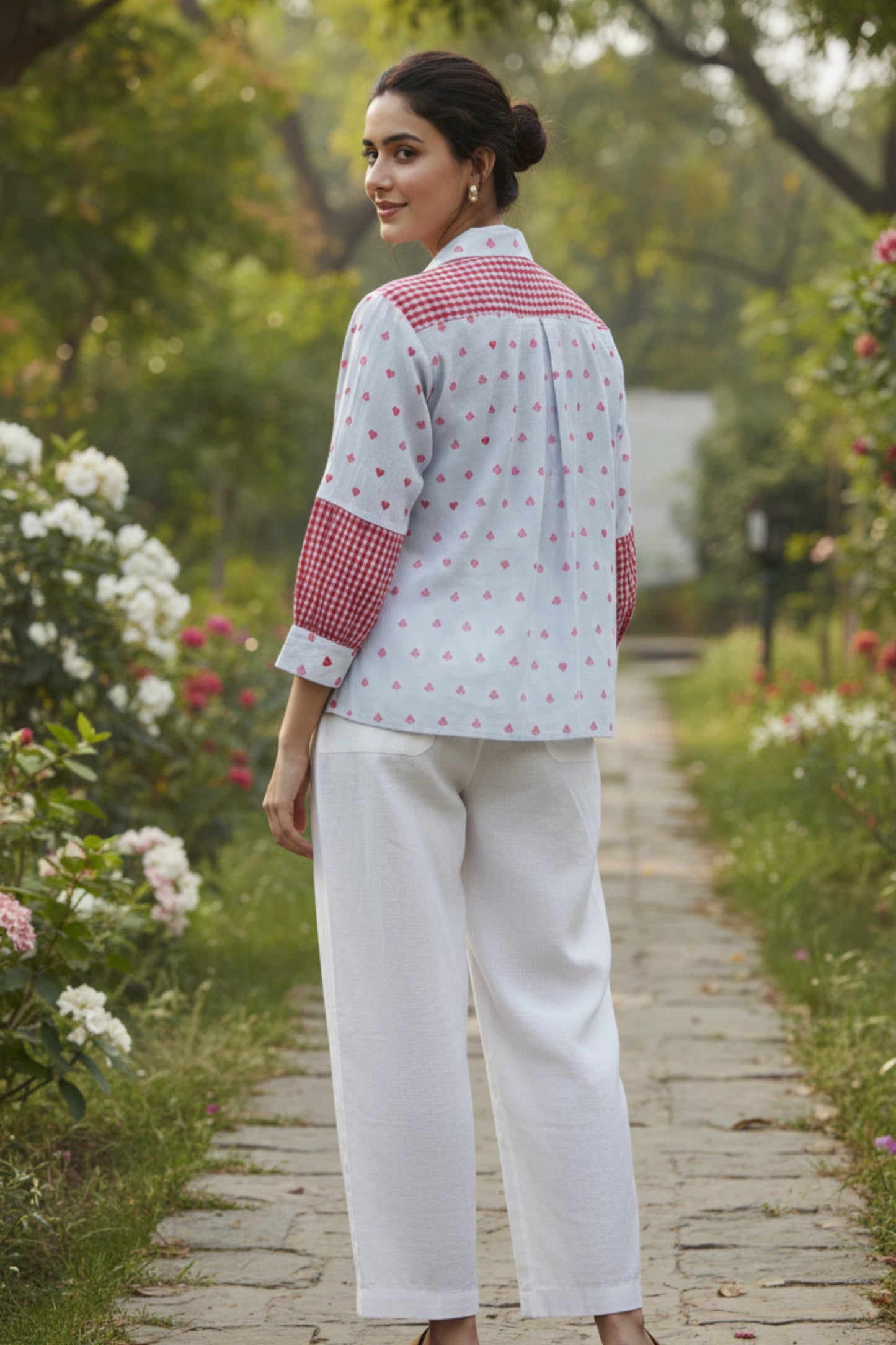 MALMAL HAND BLOCK PRINTED SHIRTS (POWDER BLUE)