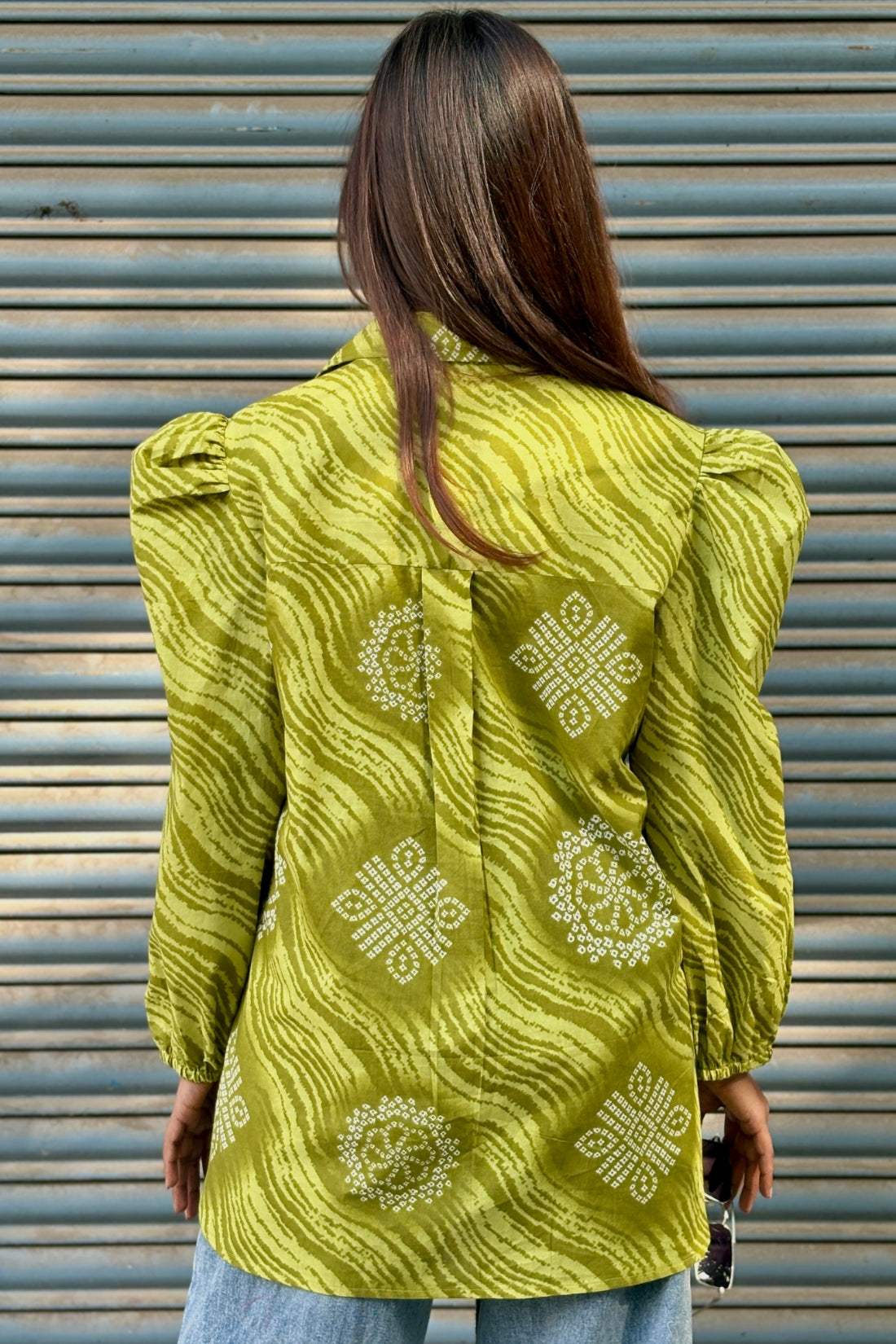 COTTON BANDHANI BUTTON DOWN SHIRT