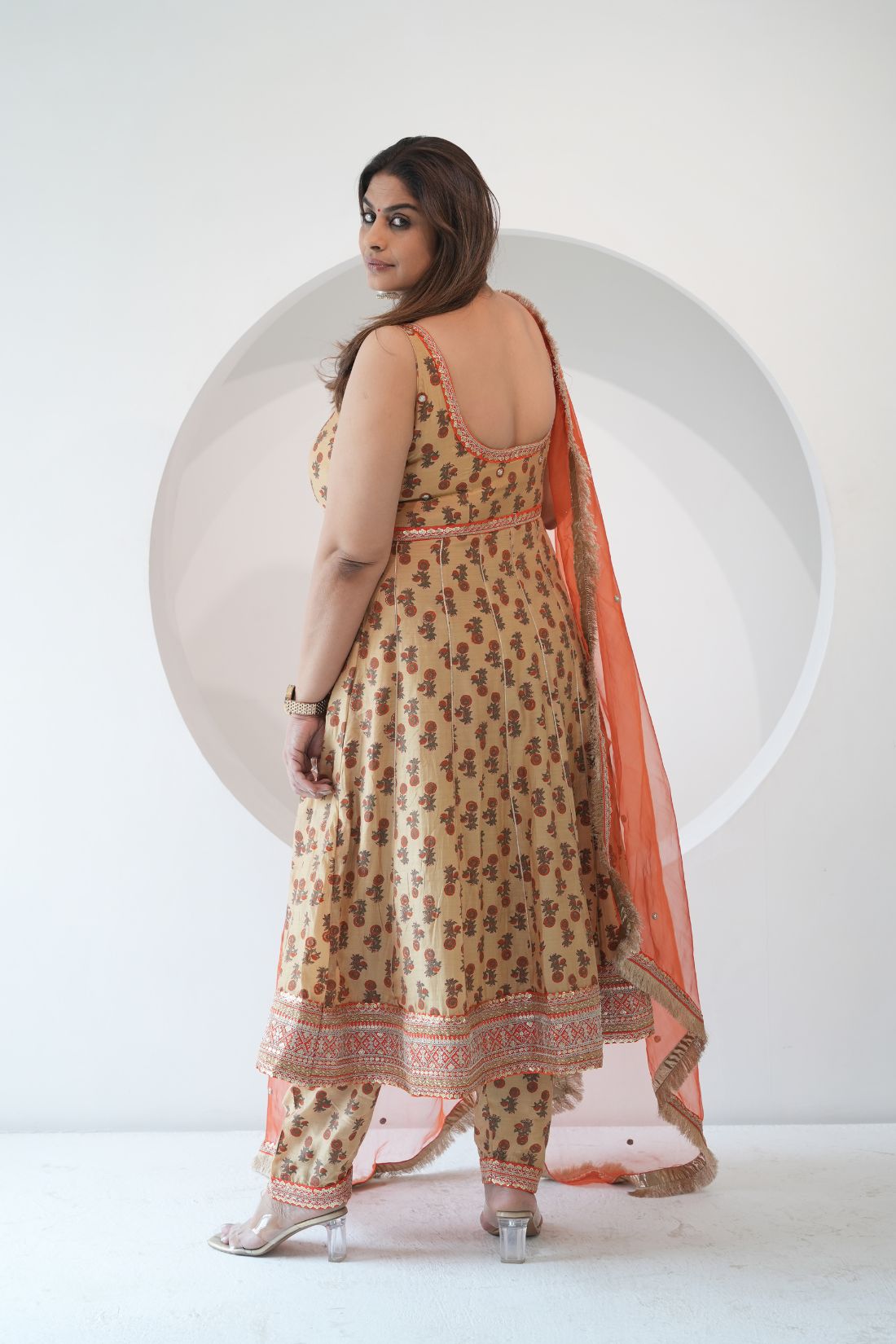 AMBER SUIT | Chanderi Suit Set | Handblock Printed | Pure Organza