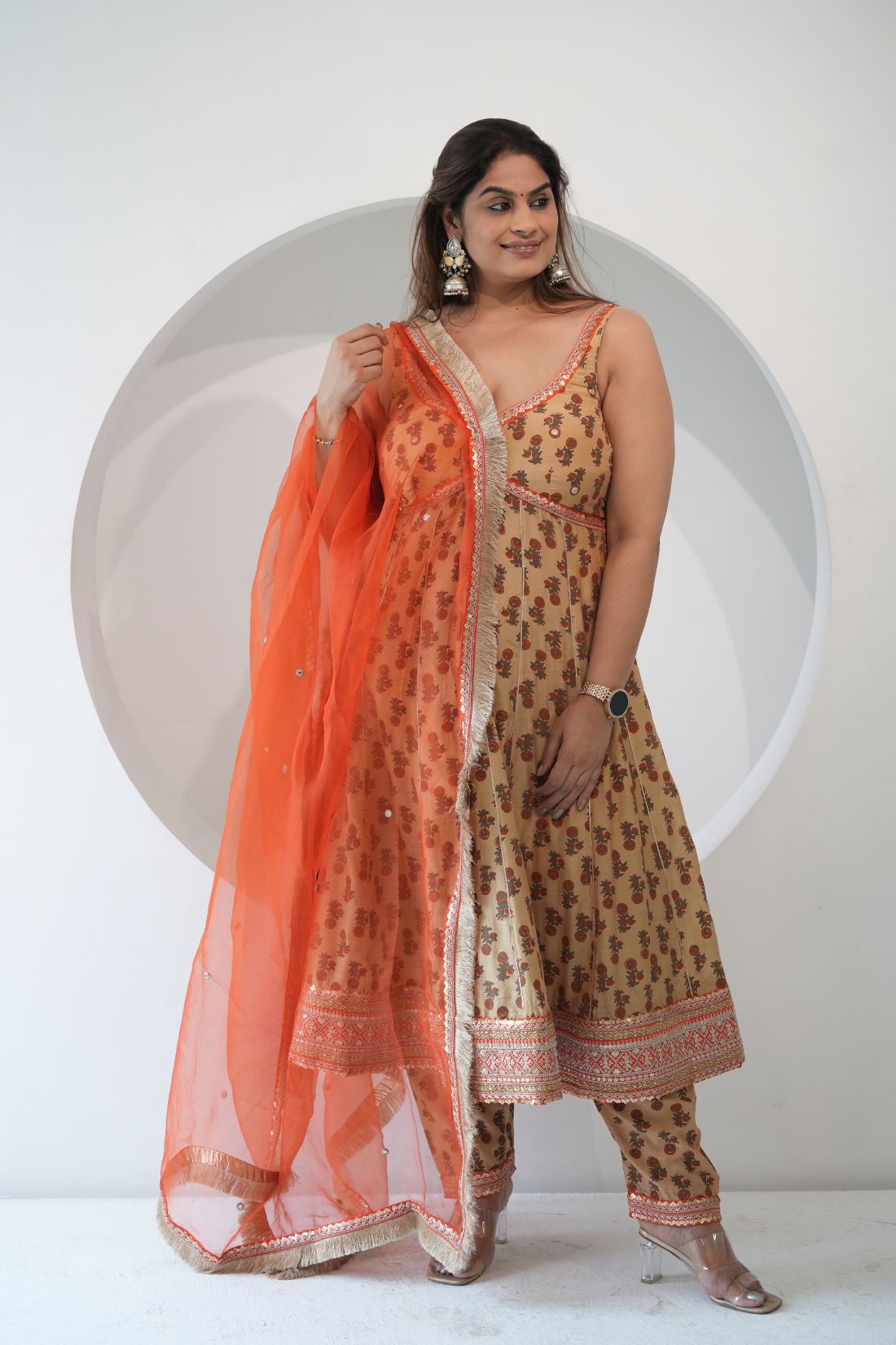 AMBER SUIT | Chanderi Suit Set | Handblock Printed | Pure Organza