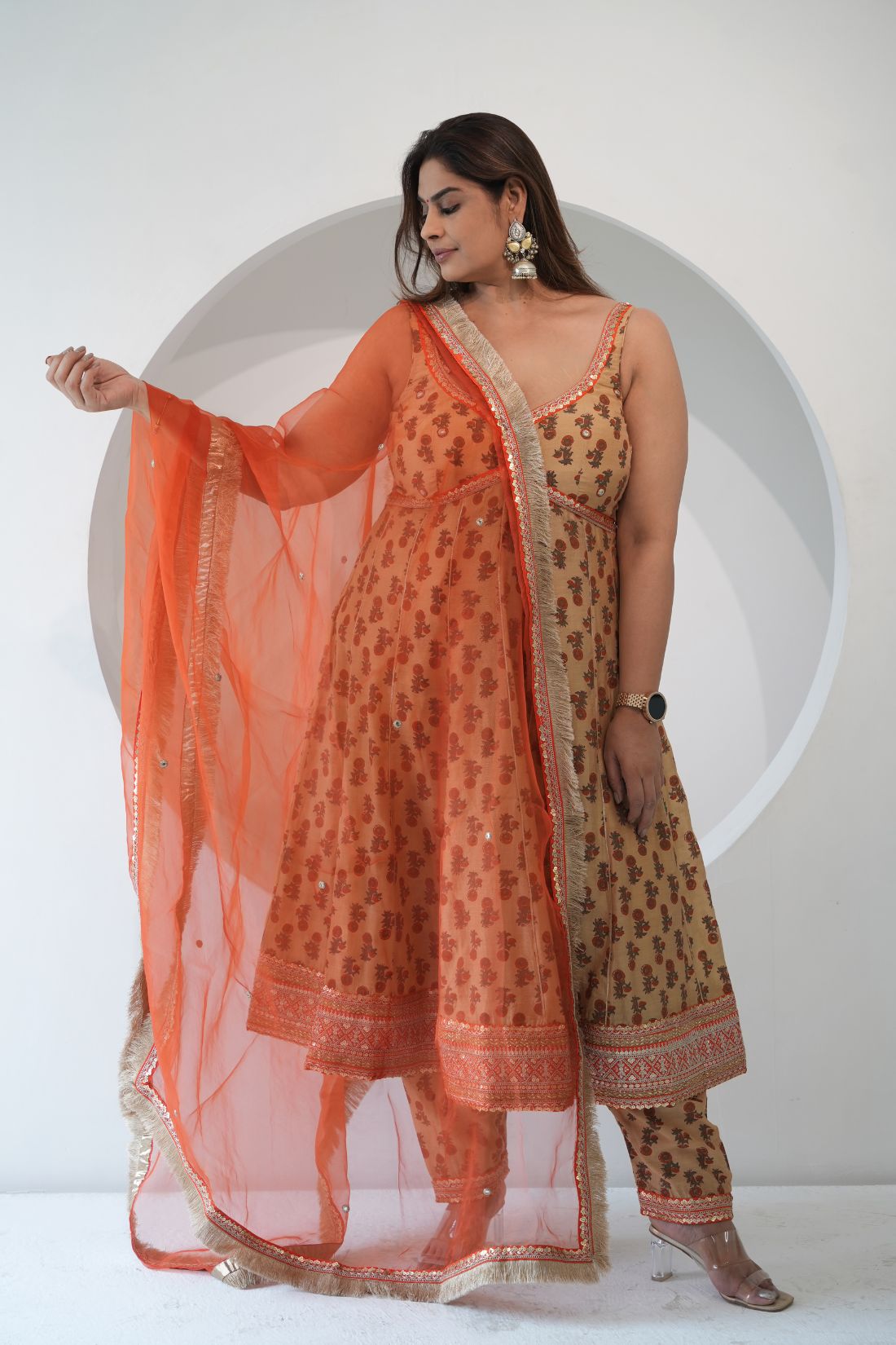 AMBER SUIT | Chanderi Suit Set | Handblock Printed | Pure Organza