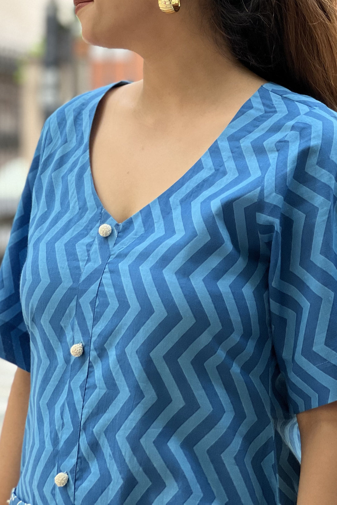 HAND BLOCK PRINTED COTTON SHIRT DRESS