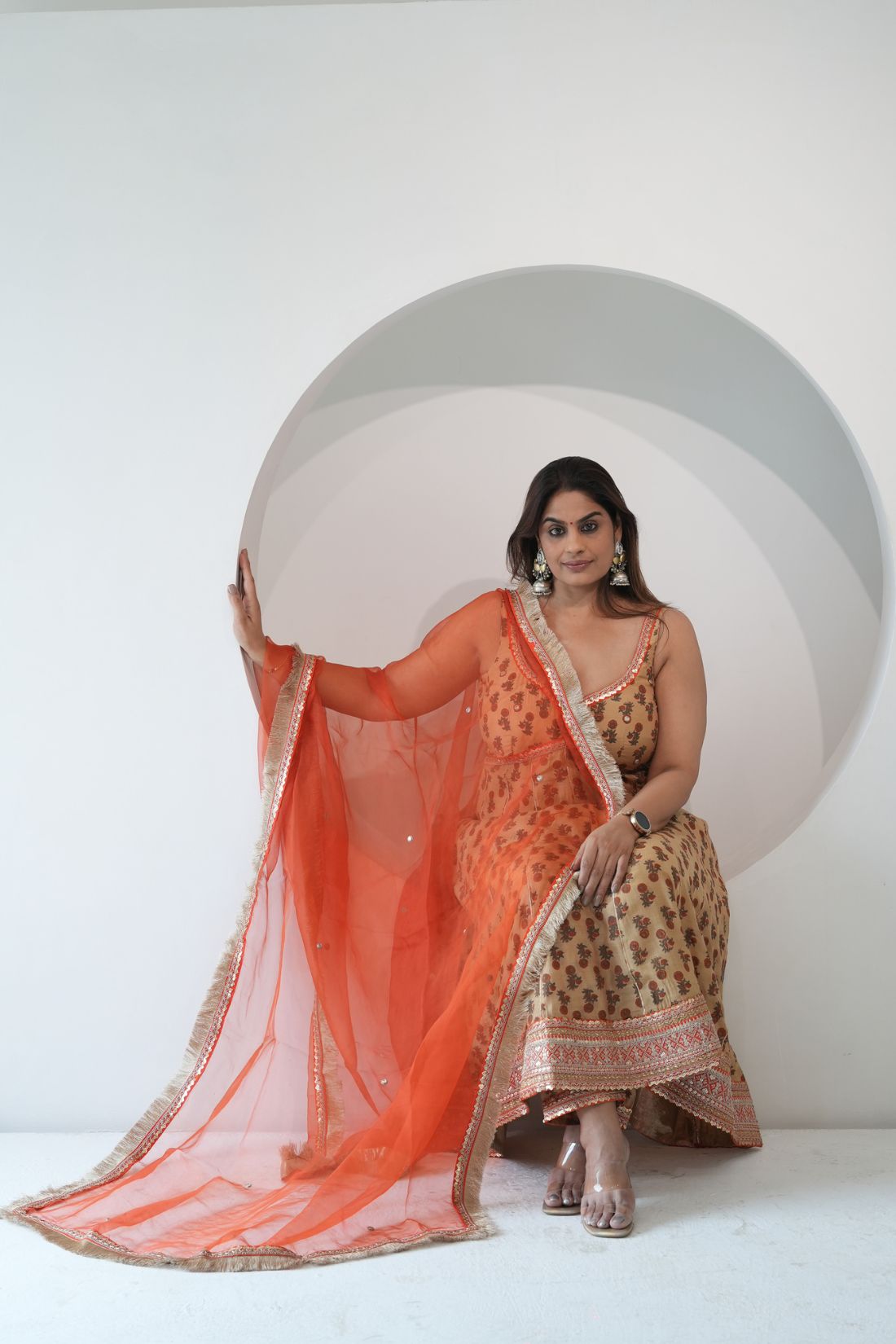 AMBER SUIT | Chanderi Suit Set | Handblock Printed | Pure Organza