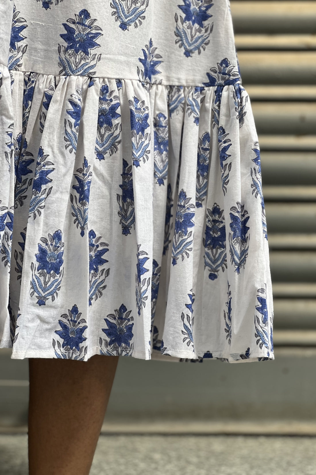 HAND BLOCK PRINTED COTTON DRESS WITH MUL LINING
