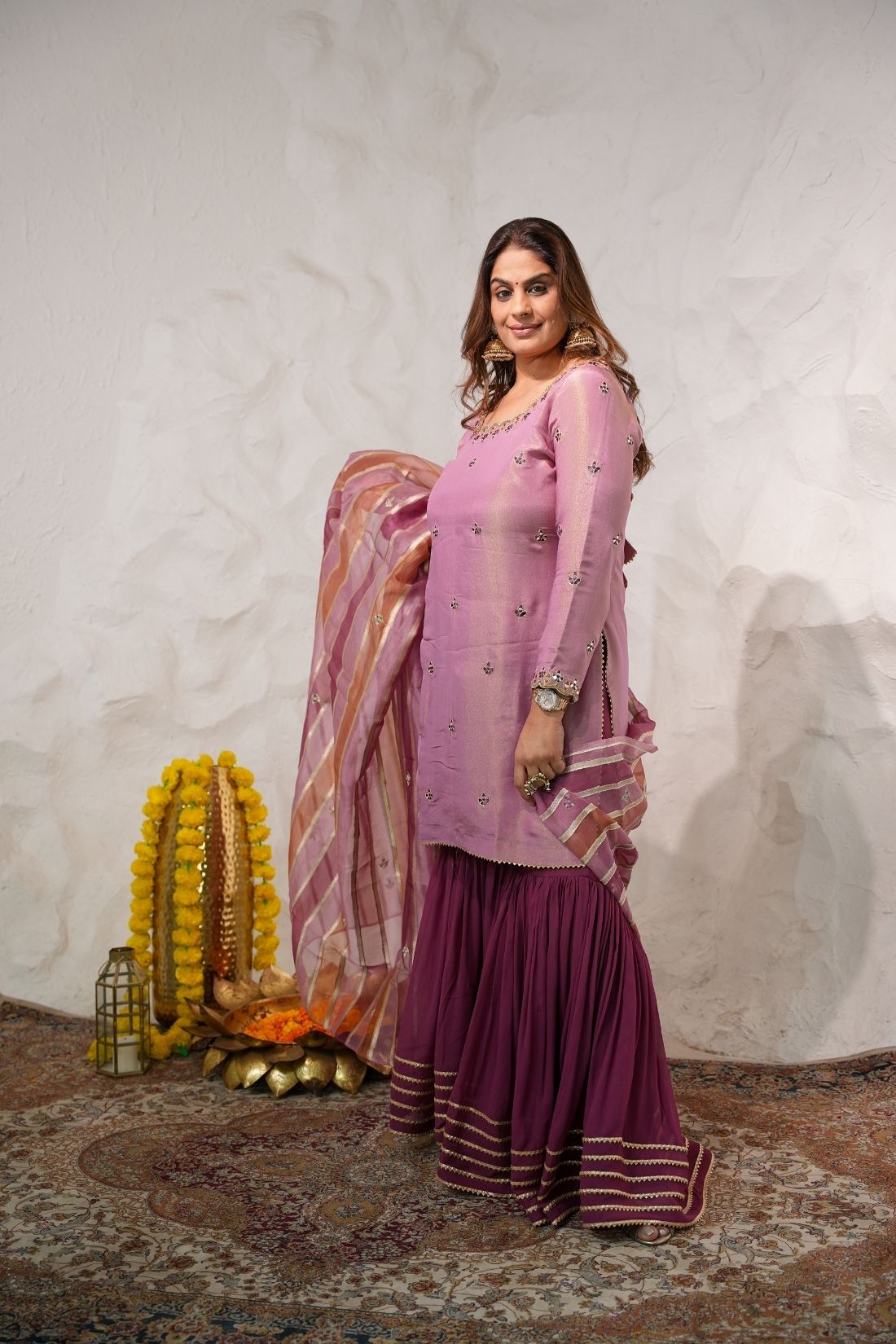 MAUVE GHARARA SET