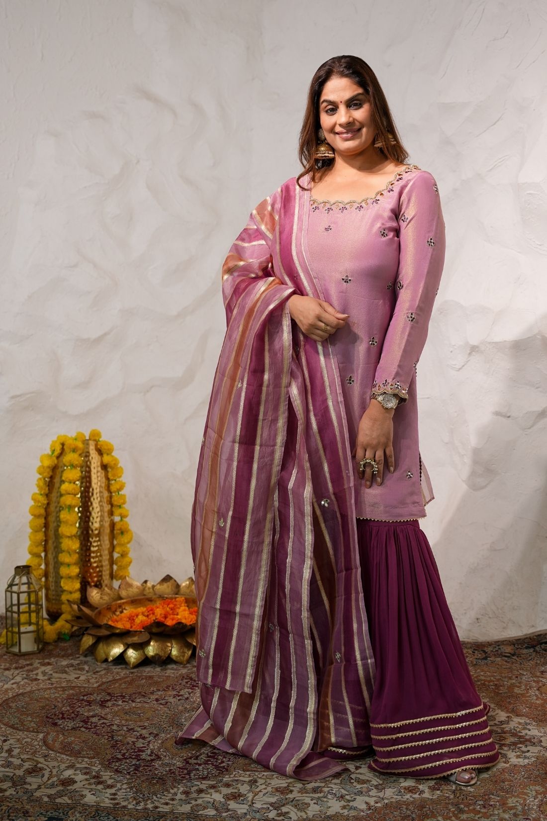 MAUVE GHARARA SET