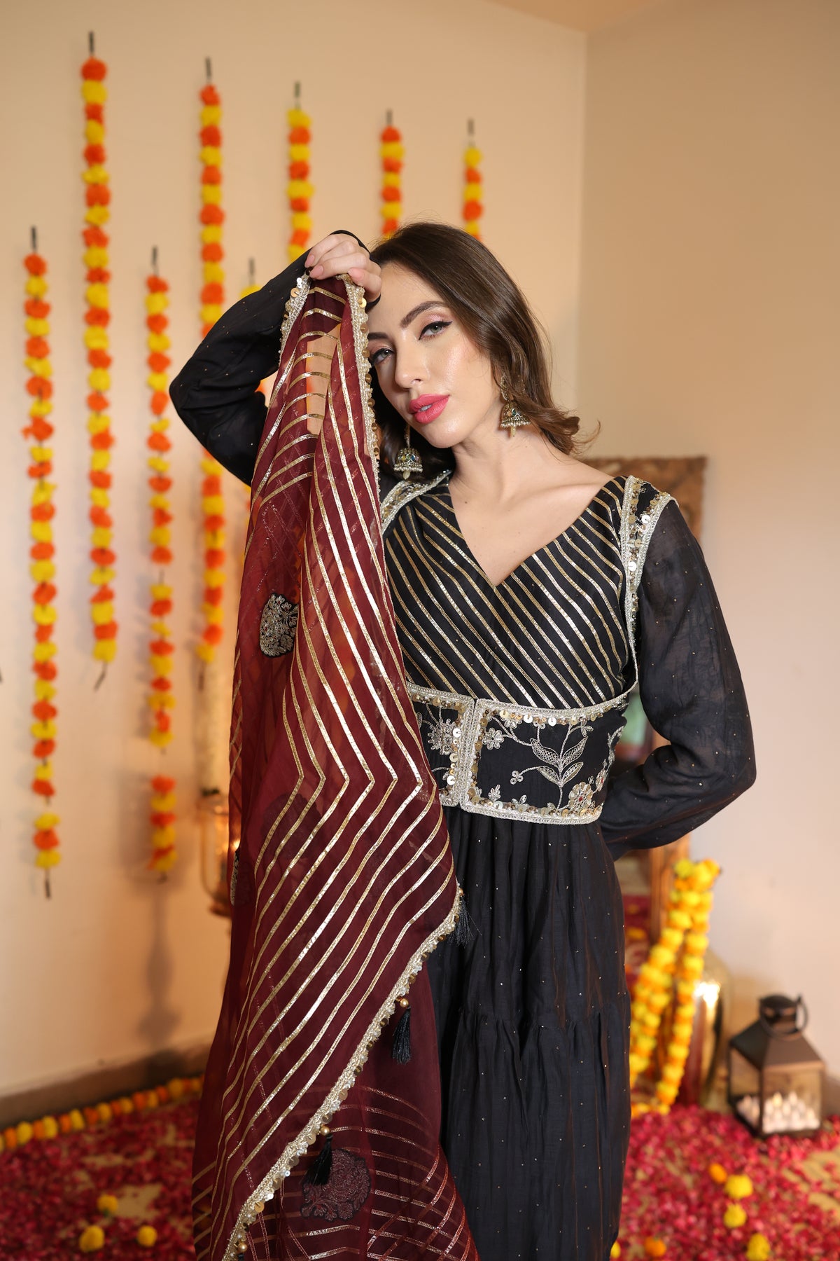 Pure Mul Chanderi Anarkali Kurta Set