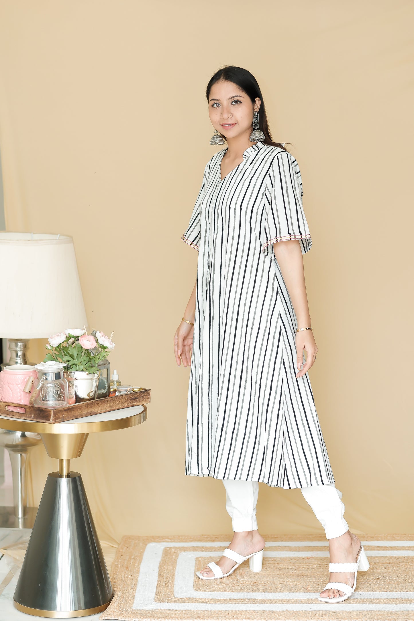White Striped Dress