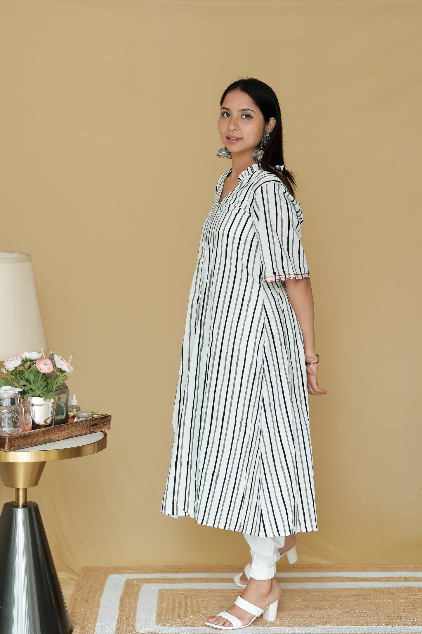 White Striped Dress