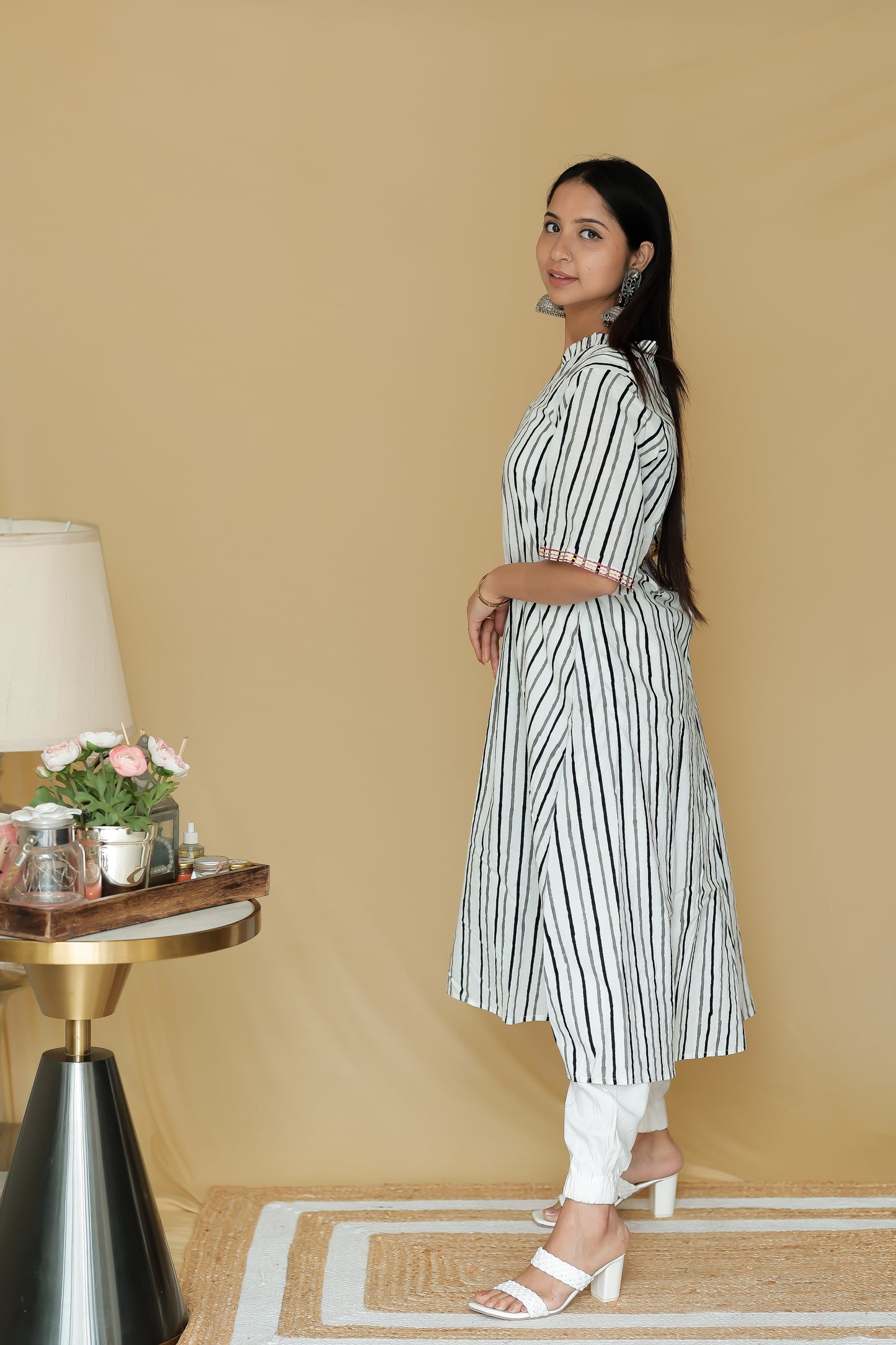 White Striped Dress