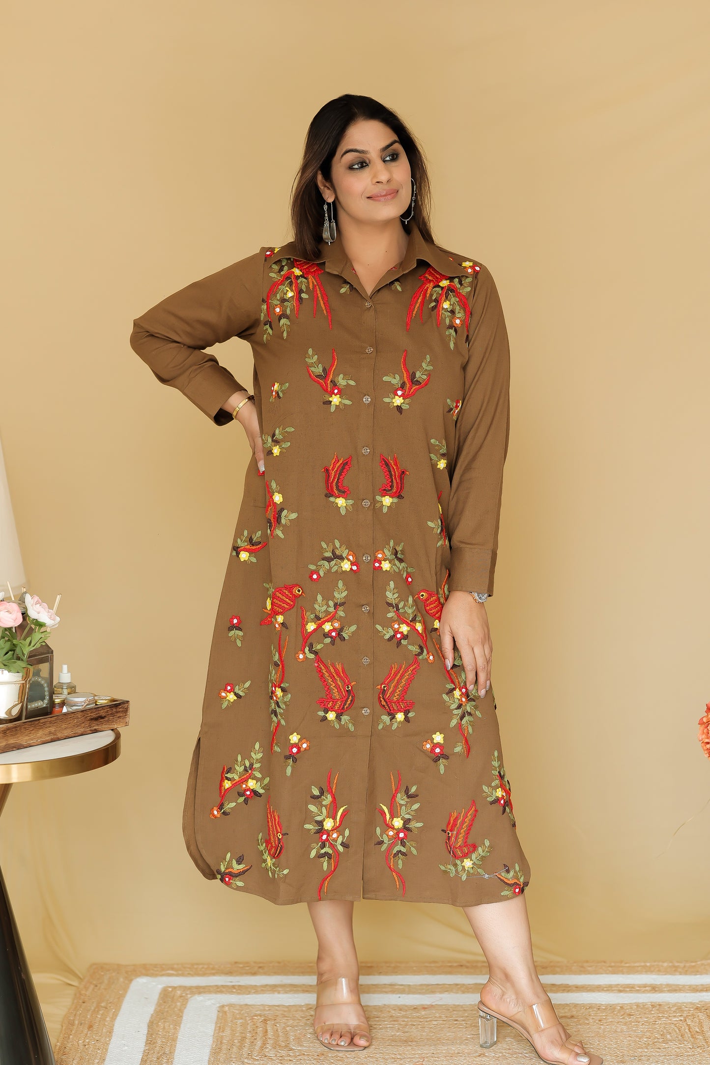 Embroidered Linen Dress