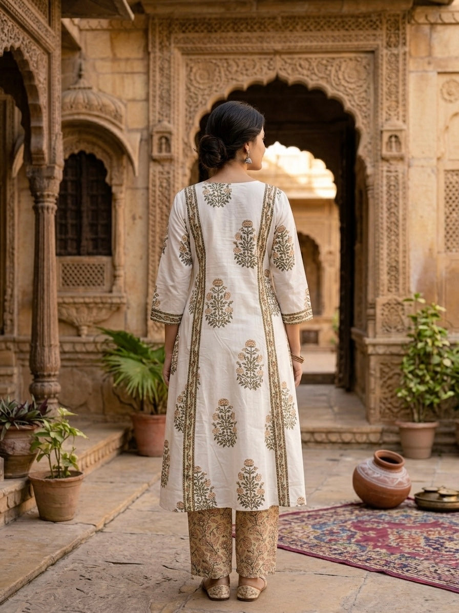 MULMUL HAND BLOCK PRINTED CO-ORD SET