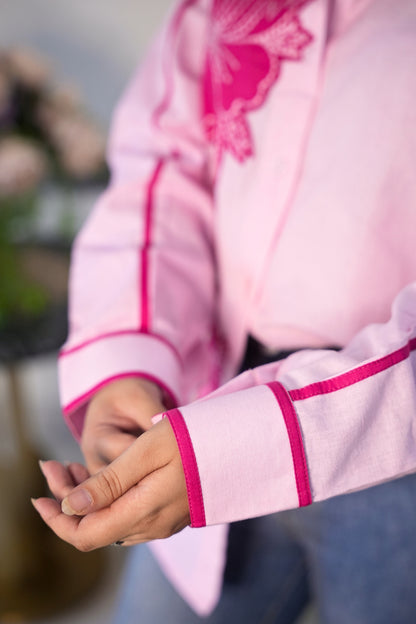 PINK PETAL EMBROIDERED SHIRT