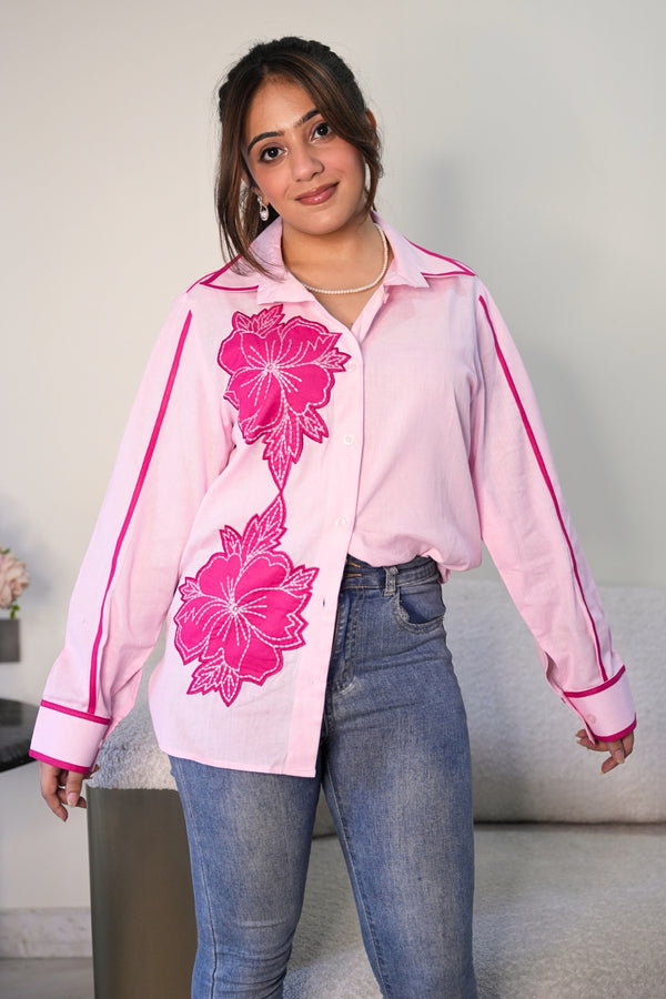 PINK PETAL EMBROIDERED SHIRT