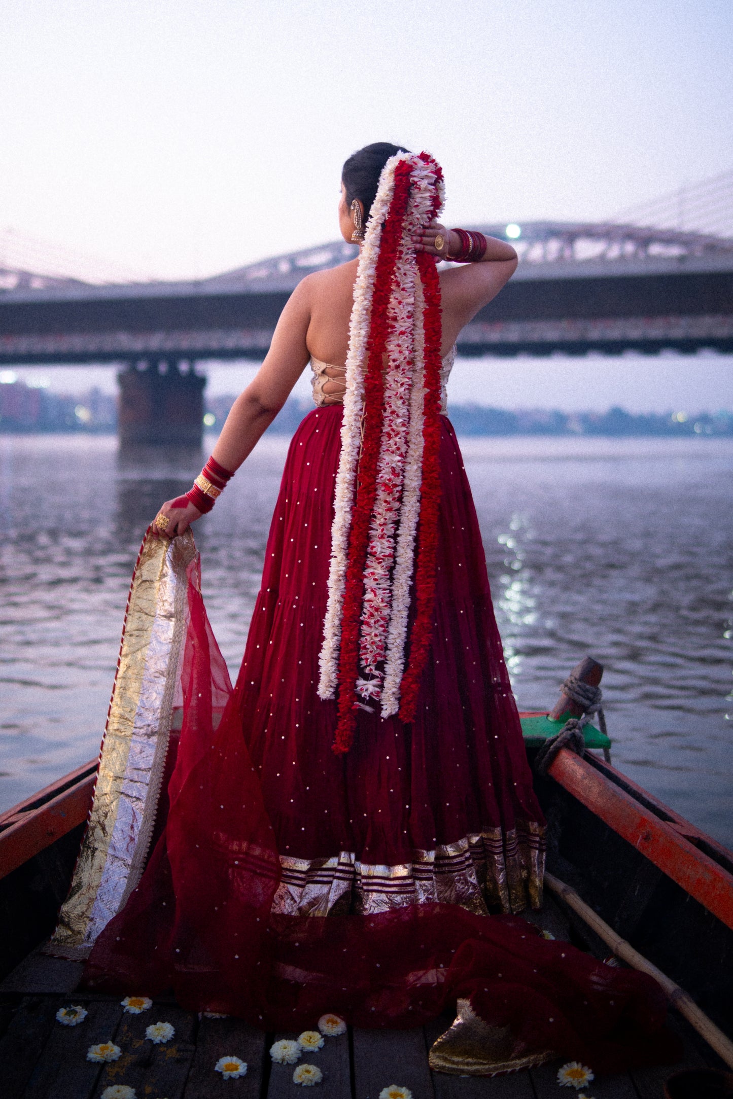 HAND EMBROIDERED MAL CHANDERI LEHENGA SET