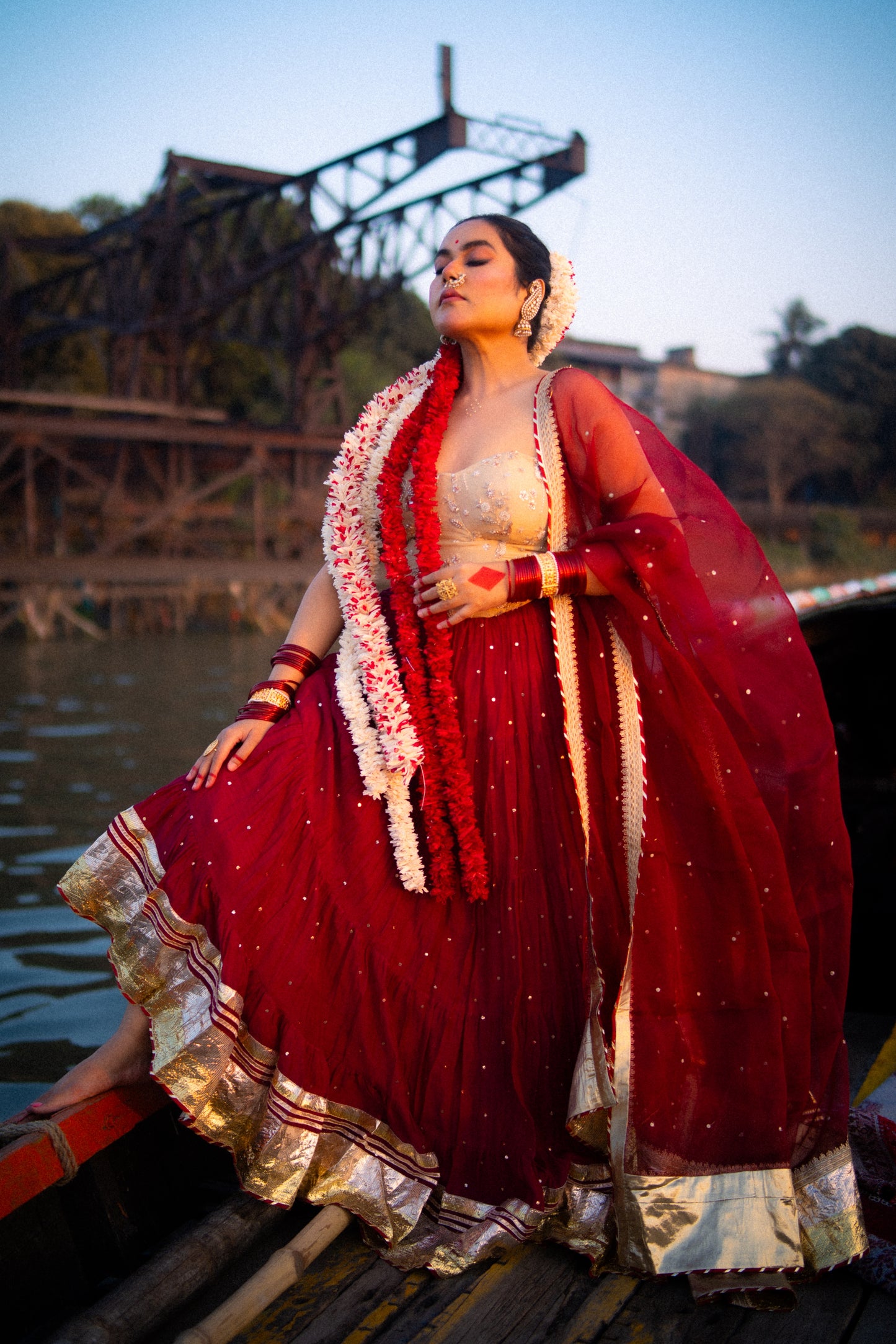 HAND EMBROIDERED MAL CHANDERI LEHENGA SET