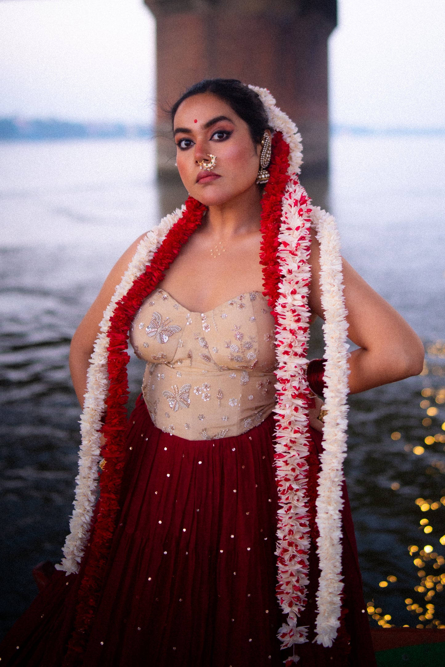 HAND EMBROIDERED MAL CHANDERI LEHENGA SET