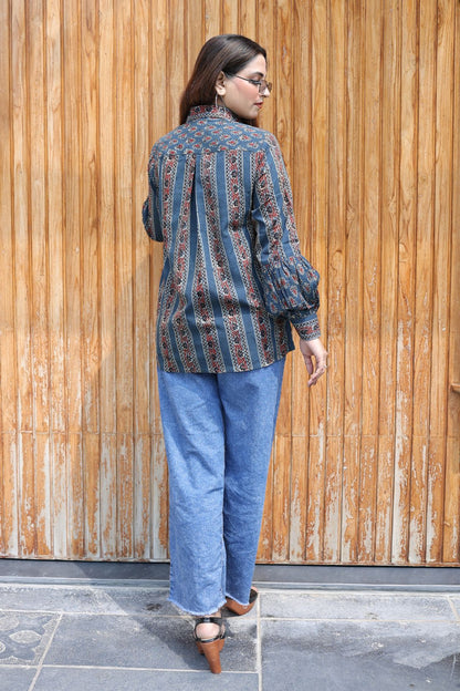 PURE HAND BLOCK PRINTED COTTON AJRAKH SHIRT