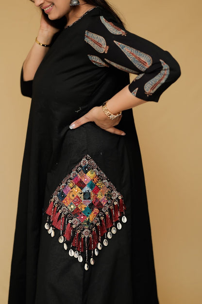 LINEN AJRAKH DRESS