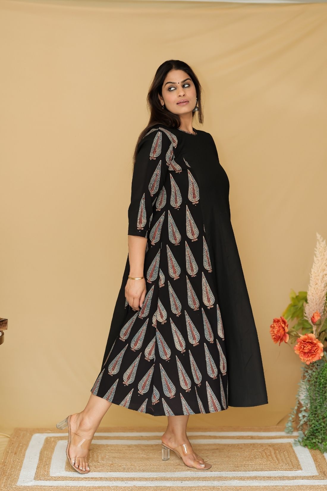 LINEN AJRAKH DRESS