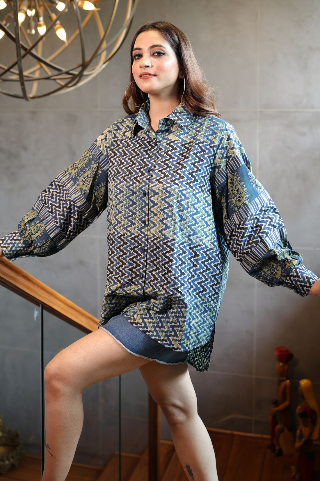 PURE HAND BLOCK PRINTED COTTON AJRAKH SHIRT