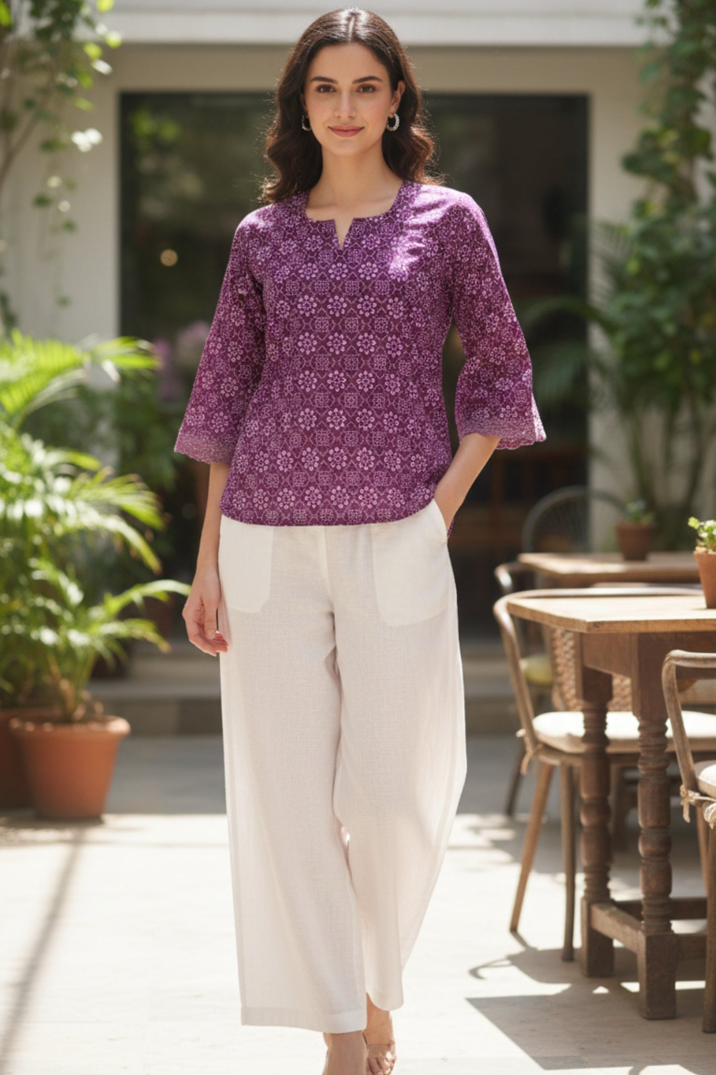 HAND BLOCK PRINTED SHIRT (PURPLE)
