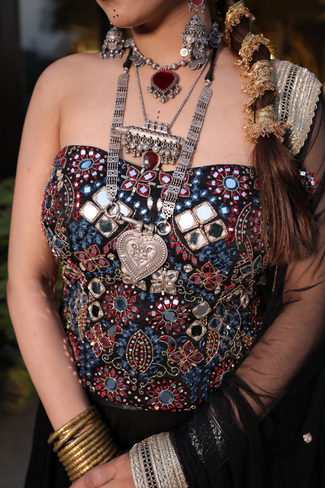 BLACK MUSHROO SILK LEHENGA