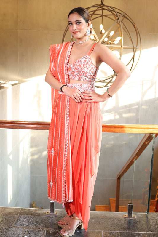 PURE GEORGETTE DHOTI SKIRT SET