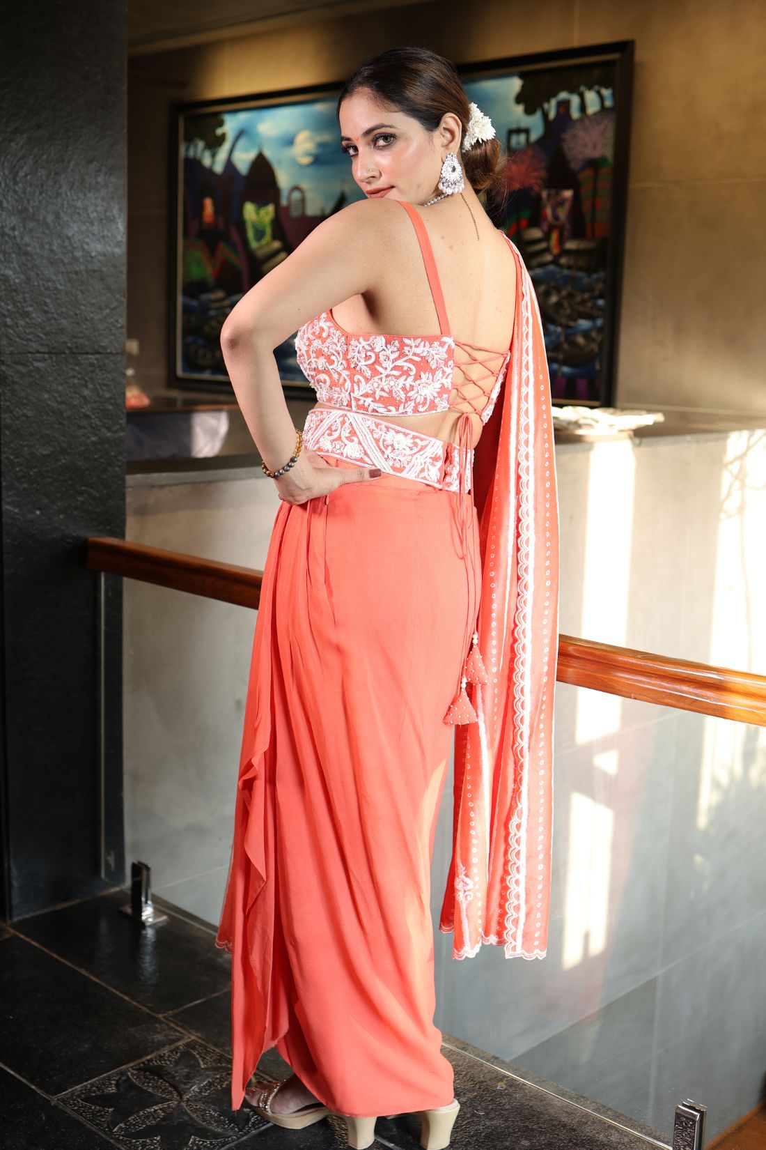 PURE GEORGETTE DHOTI SKIRT SET