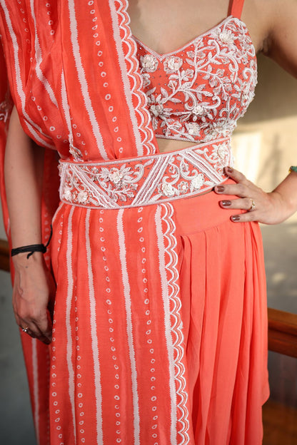 PURE GEORGETTE DHOTI SKIRT SET