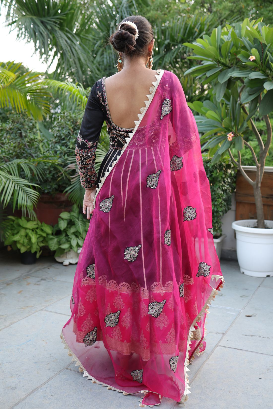 BLACK SILK KALIDAR SUIT SET