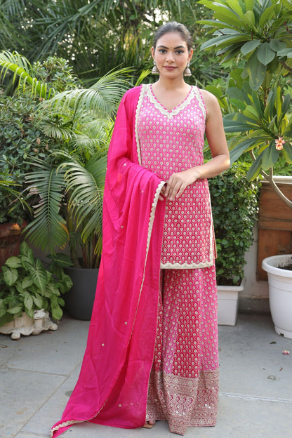 PINK EMBROIDERED SHARARA