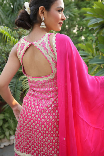 PINK EMBROIDERED SHARARA