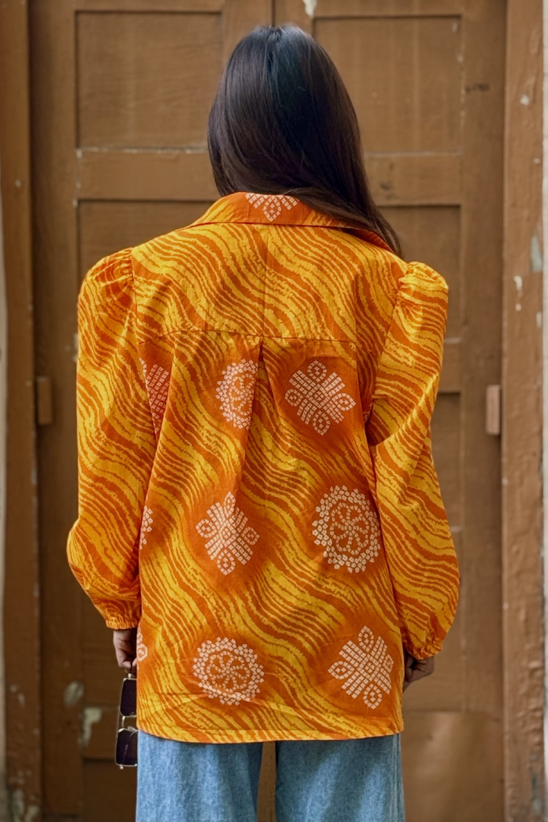 COTTON BANDHANI BUTTON DOWN SHIRT