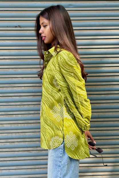 COTTON BANDHANI BUTTON DOWN SHIRT
