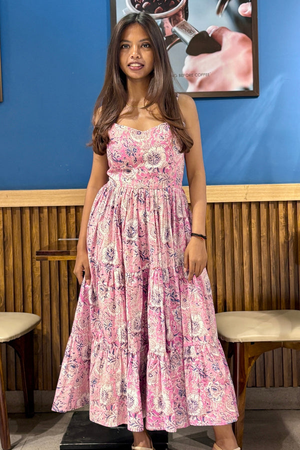 COTTON THREE-TIERED DRESS