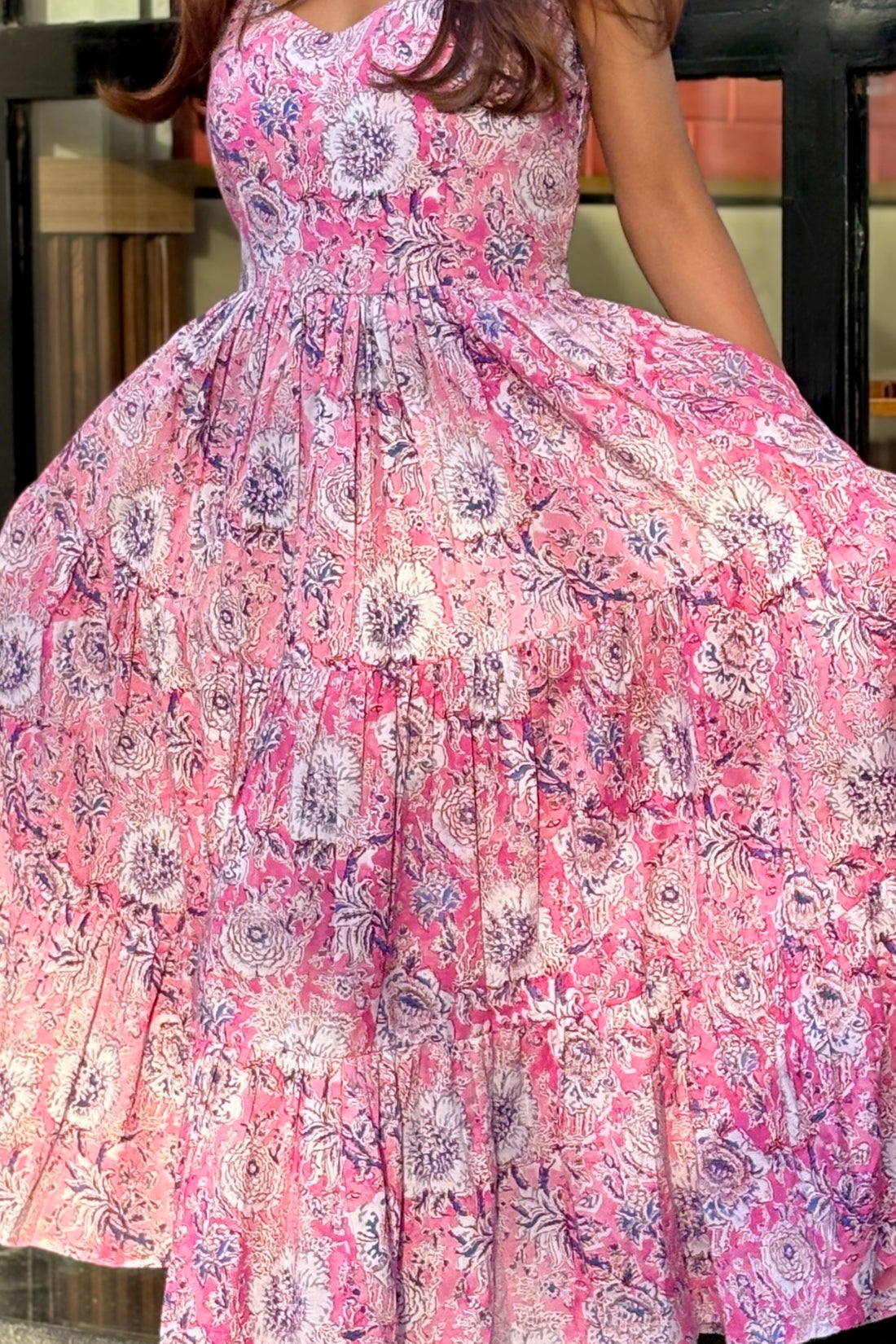 COTTON THREE-TIERED DRESS