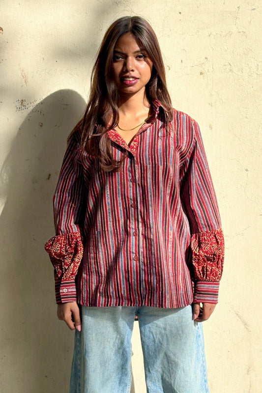 PURE HAND BLOCK PRINTED COTTON AJRAKH SHIRT