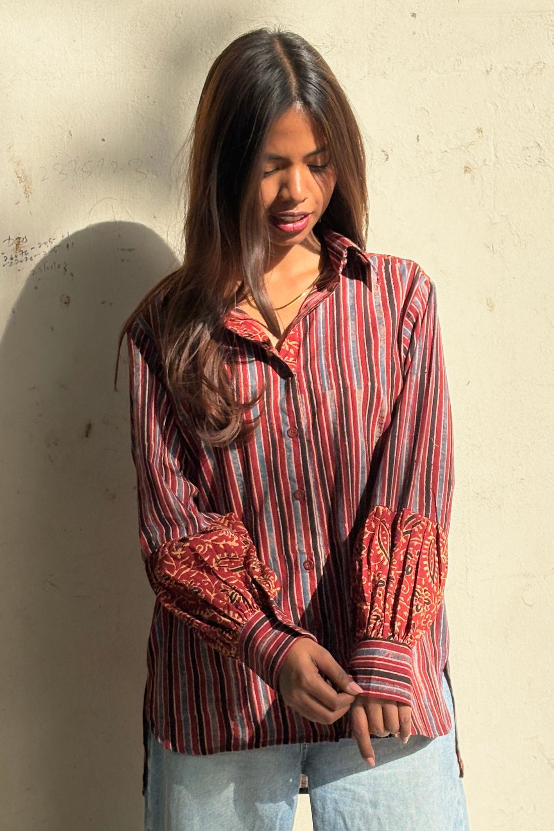 PURE HAND BLOCK PRINTED COTTON AJRAKH SHIRT