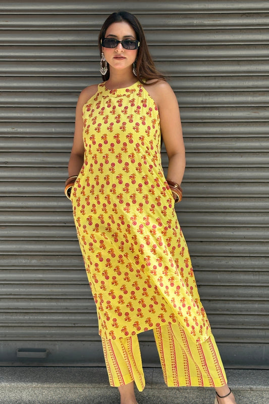 COTTON HAND BLOCK PRINTED KURTA SET