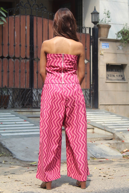 PURE COTTON CORSET WITH WIDE-LEGGED PANTS