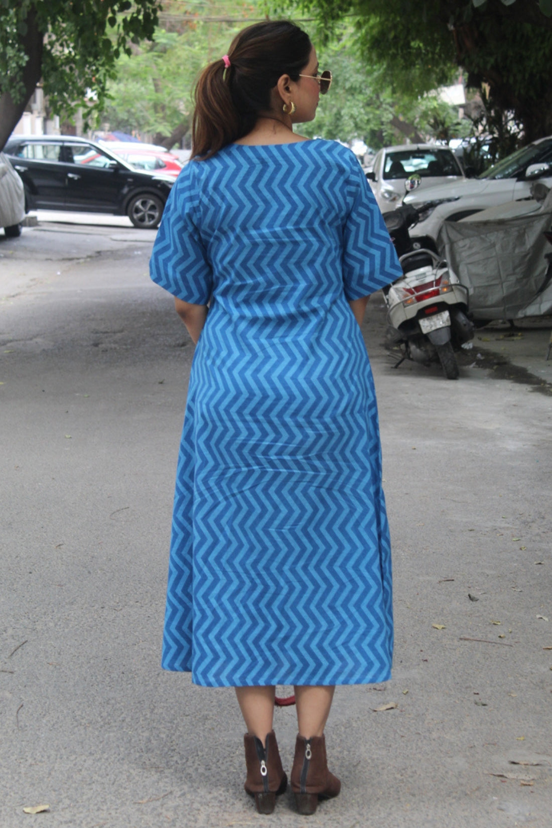 HAND BLOCK PRINTED COTTON SHIRT DRESS