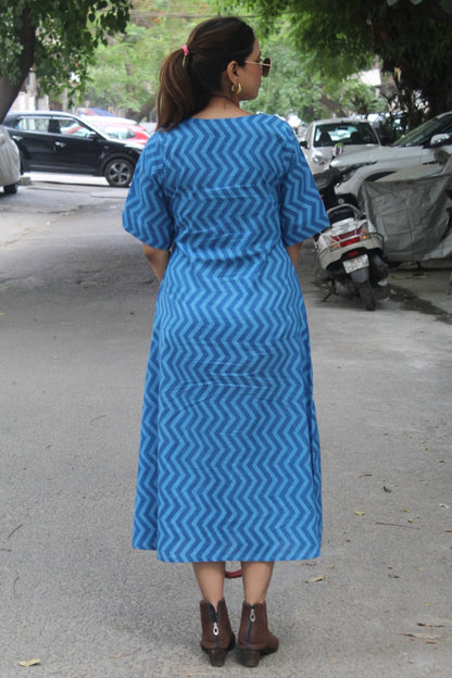 HAND BLOCK PRINTED COTTON SHIRT DRESS