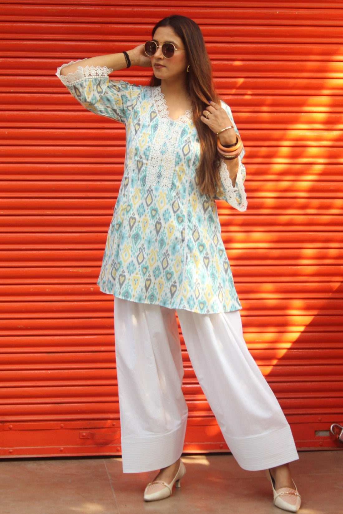 IKKAT PRINT KURTA SET