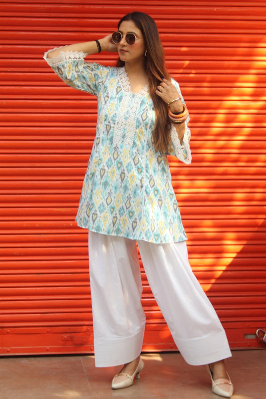 IKKAT PRINT KURTA SET